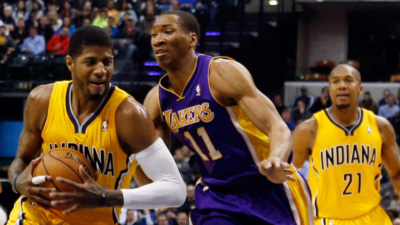 George helps Pacers pull away from Lakers, 118-98